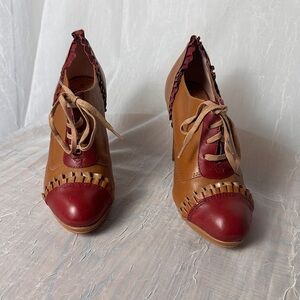 Anthropologie Bordeaux Ruffled Oxford Heels by Miss Albright  Leather Shoes